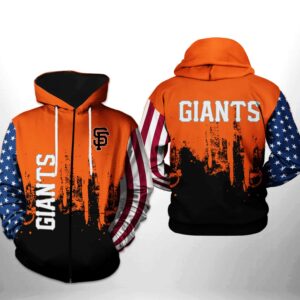 San Francisco Giants With Flag American Distressed 3D Hoodie